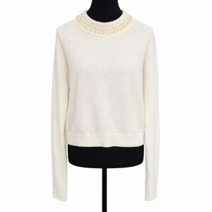 H&M Pearl-Embellished Cream Women's Sweater